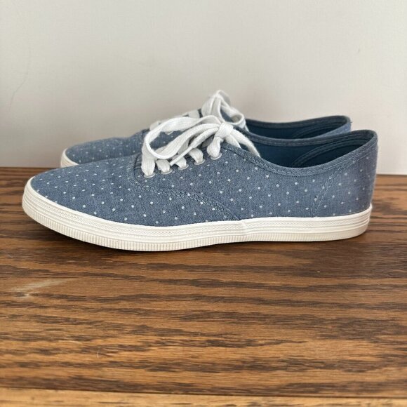 American Eagle Polka Dot Canvas Tennis Shoes Blue Medium Width Sz 8.5 - Picture 2 of 5